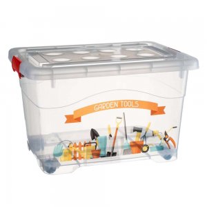 Cutie Depozitare din Plastic cu Roti, 75 L Cutie Depozitare din Plastic cu Roti, 75 L