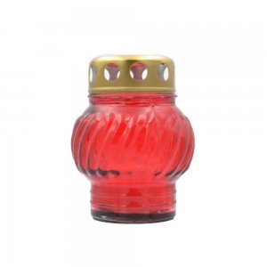 Candela de Sticla Rosie cu Capac Auriu, 10 Ore, Candela cu Capac, Candela Rosie, Candela de Sticla cu Capac, Candele cu Capac, Candele Rosii, Candele de Sticla cu Capac, Lumanare Candela, Lumanari Candele, Lumanari Neparfumate
