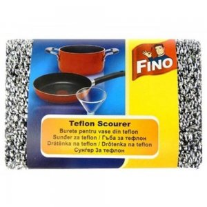 Burete FINO, pentru Vase Teflon, Culoare Argintie, Bureti Curatare Teflon, Bureti de Vase Teflon, Bureti pentru Teflon, Bureti de Spalat Vasele, Burete Curatare Vase din Teflon