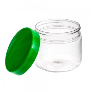 Borcan Pet Rotund cu Capac, 0.75 L, Culoare Recipient Transparent, Culoare Capac Verde, Borcan Pet, Borcan Rotund, Borcan cu Capac, Borcan Pet cu Capac, Borcan Plastic, Flacon Plastic, Borcan 0.75 L