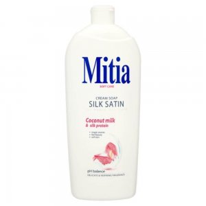 Rezerva Sapun Lichid MITIA Satin Silk, 1L, Lapte de Cocos, Bidon Rezerva Sapun Lichid 1L, Rezerve de Sapun Lichid, Rezerve de Sapunuri Lichide, Rezerve Sapun pentru Recipiente cu Pompita, Rezerva Sapun pentru Curatare Maini
