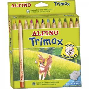 Creioane Colorate Triunghiulare, Cutie Carton, 12 Culori/set, Alpino Trimax Jumbo Creioane Colorate Triunghiulare, Cutie Carton, 12 Culori/set, Alpino Trimax Jumbo
