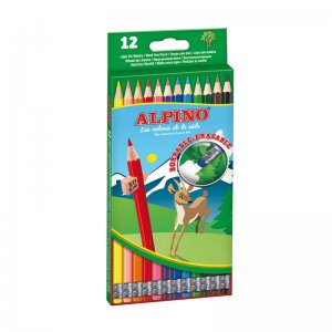 Creioane Colorate Cu Guma, Cutie Carton, 12 Culori/set, Alpino Erasable Creioane Colorate Cu Guma, Cutie Carton, 12 Culori/set, Alpino Erasable