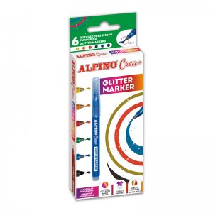 Set Alpino Crea+ Glitter Marker, 6 Culori/set Set Alpino Crea+ Glitter Marker, 6 Culori/set
