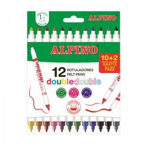 Carioca Lavabila, 12 Culori/cutie, Vaft 2mm/4.5mm, Alpino Double Double - Culori Clasice Carioca Lavabila, 12 Culori/cutie, Vaft 2mm/4.5mm, Alpino Double Double - Culori Clasice