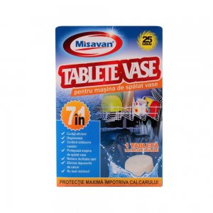 Set 25 Tablete de Detergent pentru Masina de Spalat Vase Misavan 7 in 1, Detergent Tip Tableta, Set de Tablete pentru Masina de Spalat, Tablete Masina de Spalat Ieftine
