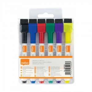 Marker Nobo, Pentru Table Si Flipcharturi, Varf Rotund 2 Mm, Cu Burete, 6 Buc/cutie, Diverse Culori