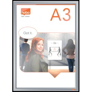 Rama Pentru Perete Nobo Impression Pro, Aluminiu, Cu Clip, A3, Gri Rama Pentru Perete Nobo Impression Pro, Aluminiu, Cu Clip, A3, Gri