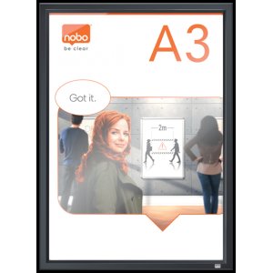 Rama Pentru Perete Nobo Impression Pro, Aluminiu, Cu Clip, A3, Grafit