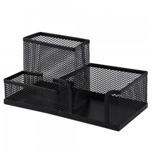 CASA OFFICE Suport Instrumente de Scris, 3 Compartimente, Material Plasa Metalica, Culoare Negru CASA OFFICE Suport Instrumente de Scris, 3 Compartimente, Material Plasa Metalica, Culoare Negru