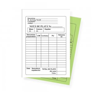 Nota de Plata A6, 2 Ex, 50 Seturi/Carnet - Formular Tipizat Contabil pentru Chitante Nota de Plata A6, 2 Ex, 50 Seturi/Carnet - Formular Tipizat Contabil pentru Chitante