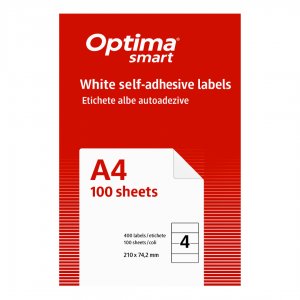 Etichete Albe Autoadezive 4/a4, 210 X 74.2 Mm, 100 Coli/top, Optima Smart Etichete Albe Autoadezive 4/a4, 210 X 74.2 Mm, 100 Coli/top, Optima Smart