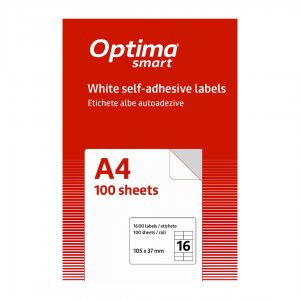 Etichete Albe Autoadezive 16/a4, 105 X 37 Mm, 100 Coli/top, Optima Smart Etichete Albe Autoadezive 16/a4, 105 X 37 Mm, 100 Coli/top, Optima Smart