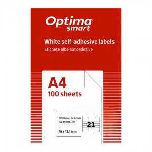 Etichete Albe Autoadezive 21/a4, 70 X 42.4 Mm, 100 Coli/top, Optima Smart Etichete Albe Autoadezive 21/a4, 70 X 42.4 Mm, 100 Coli/top, Optima Smart