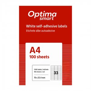 Etichete Albe Autoadezive 33/a4, 70 X 25.4 Mm, 100 Coli/top, Optima Smart Etichete Albe Autoadezive 33/a4, 70 X 25.4 Mm, 100 Coli/top, Optima Smart