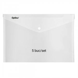 Mapa Pp Protectie Documente A3 Landscape, Inchidere Cu Capsa, 5/set, Optima - Transparent