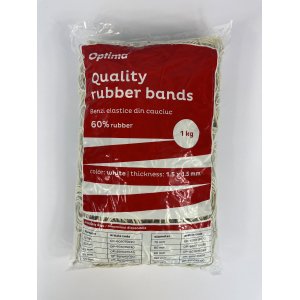 Elastice Pentru Bani, 60% Cauciuc, 1kg/punga, D 30, Grosime 1.5mm X 1.5mm, Optima - Albe