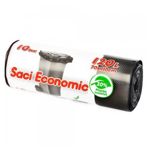 Saci pentru Menaj OTI, 120L, 70x110 cm, 10 Buc/Rola, Culoare Neagra, Articole Curatenie, Saci Menaj OTI ECONOMIC, Saci pentru Tomberon, Saci de Gunoi, Saci Menajeri 120L, Saci de Gunoi pentru Europubela