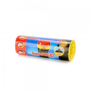 Saci Menajeri OTI SOLID, 60L, 60x72 cm, 20 Buc/Rola, Culoare Galbena, Articole Curatenie, Saci Menaj, Saci de Gunoi, Saci Menajeri 60L, Saci Menajeri pentru Cosuri Mari