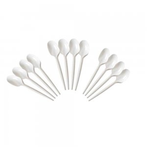 Lingurite Plastic Unica Folosinta OTI, 100 Buc/Set, Lungime 12 cm, Culoare Alba, Lingurite pentru Desert, Lingurite din Plastic pentru Prajituri, Set de Lingurite de Unica Folosinta, Set de Lingurite Plastic, Tacamuri de Unica Folosinta