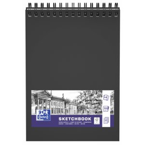 Bloc De Desen A4, Cu Spirala, Oxford, 50 File-100g/mp - Velin - Coperta Carton Rigid - Negru