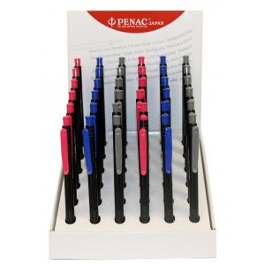 Display Pixuri Penac X Ball, Cu Mecanism, Rubber Grip, 0.7mm, 36 Buc/display - Culori Asortate