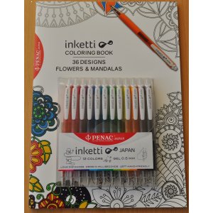 Set 12 Pixuri Cu Gel Penac Inketti, Culori Asortate + Carte De Colorat Set 12 Pixuri Cu Gel Penac Inketti, Culori Asortate + Carte De Colorat