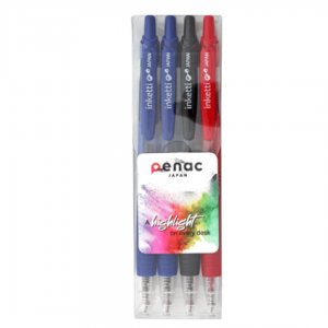 Set 4 Pixuri Cu Gel Penac Inketti 0.7mm - Culori (2 X Blue, 1 X Black, Red)