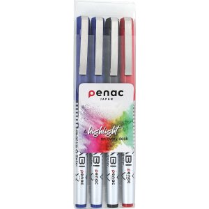Set 4 Rollere Cu Cerneala Penac Miyabi, Ball Point 0.7mm - Culori (2 X Blue, 1 X Black, Red)