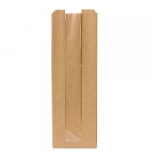 Pungi din Hartie cu Fereastra BOPP, 10x5x34 cm, 1000 Buc/Bax, pentru Patiserii si Brutarii