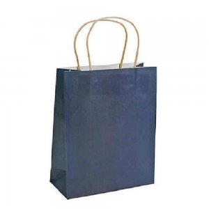 Set 100 de Pungi Cadou Model Albastru Inchis, 20x9x25 cm,  Hartie Natur, Sacose si Plase din Hartie