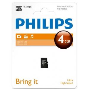 Card Memorie Micro Sd, Clasa 10, Philips - 4gb