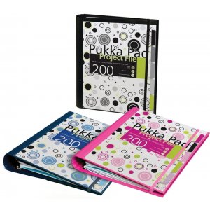 Project File A4 (caiet Mecanic Cu Buzunar), 100 File 80g/mp, 4 Inele, Pukka Confetti - Dictando - Al