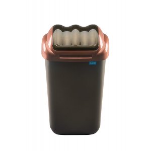 Cos Plastic Cu Capac Batant, Pentru Reciclare Selectiva, Capacitate 50l, Plafor Fala - Negru Auriu