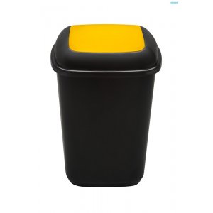 Cos Plastic Reciclare Selectiva, Capacitate 28l, Plafor Quatro - Negru Cu Capac Galben - Plastic Cos Plastic Reciclare Selectiva, Capacitate 28l, Plafor Quatro - Negru Cu Capac Galben - Plastic