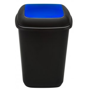 Cos Plastic Reciclare Selectiva, Capacitate 28l, Plafor Quatro - Negru Cu Capac Albastru - Hartie