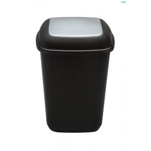 Cos Plastic Reciclare Selectiva, Capacitate 28l, Plafor Quatro - Negru Cu Capac Gri - Altele