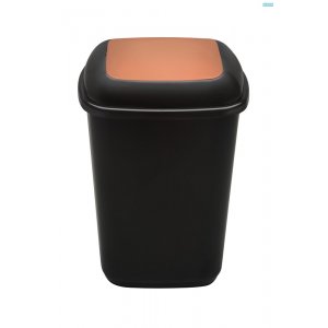 Cos Plastic Reciclare Selectiva, Capacitate 28l, Plafor Quatro - Negru Cu Capac Maro - Bio