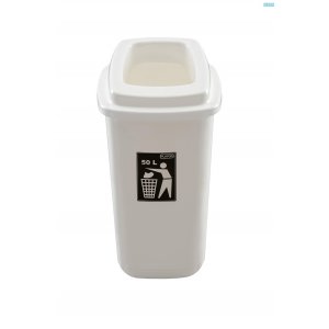 Cos Plastic, Capacitate 45l, Plafor Sort - Alb Cu Capac Alb
