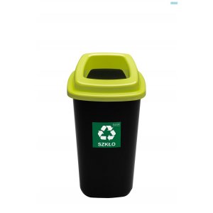 Cos Plastic Reciclare Selectiva, Capacitate 28l, Plafor Sort - Negru Cu Capac Verde - Sticla