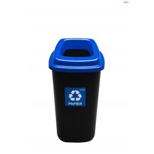 Cos Plastic Reciclare Selectiva, Capacitate 28l, Plafor Sort - Negru Cu Capac Albastru - Hartie