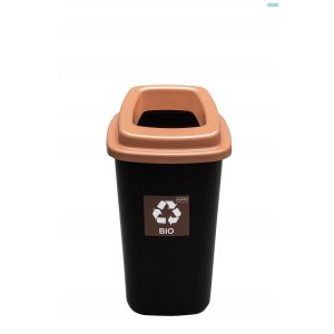 Cos Plastic Reciclare Selectiva, Capacitate 28l, Plafor Sort - Negru Cu Capac Maro - Bio