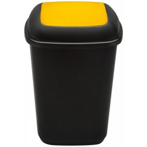 Cos Plastic Reciclare Selectiva, Capacitate 90l, Plafor Quatro - Negru Cu Capac Galben - Plastic