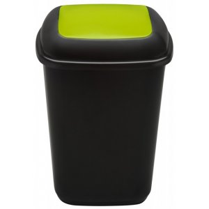 Cos Plastic Reciclare Selectiva, Capacitate 90l, Plafor Quatro - Negru Cu Capac Verde - Sticla