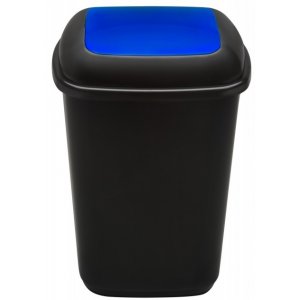 Cos Plastic Reciclare Selectiva, Capacitate 90l, Plafor Quatro - Negru Cu Capac Albastru - Hartie