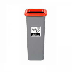 Cos Plastic Reciclare Selectiva, Capacitate 20l, Plafor Fit - Gri Cu Capac Rosu - Metal