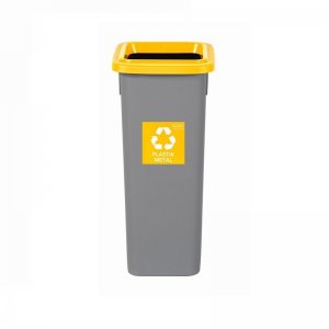 Cos Plastic Reciclare Selectiva, Capacitate 53l, Plafor Fit - Gri Cu Capac Galben - Plastic