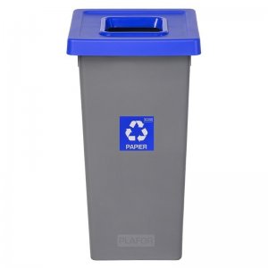 Cos Plastic Reciclare Selectiva, Capacitate 75l, Plafor Fit - Gri Cu Capac Albastru - Hartie