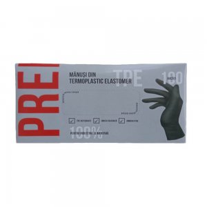 Set 100 Manusi TPE Nepudrate, XL, de Unica Folosinta, Negre Set 100 Manusi TPE Nepudrate, XL, de Unica Folosinta, Negre