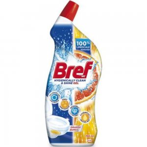 Dezinfectant Gel pentru WC Bref Orange Burst, 700 ml, Parfum de Portocale, Solutii Dezinfectare WC, Dezinfectant WC, Detartrant Gel Lichid,  Dezinfectant pentru WC, Solutii Dezinfectante pentru WC, Solutie Curatare WC